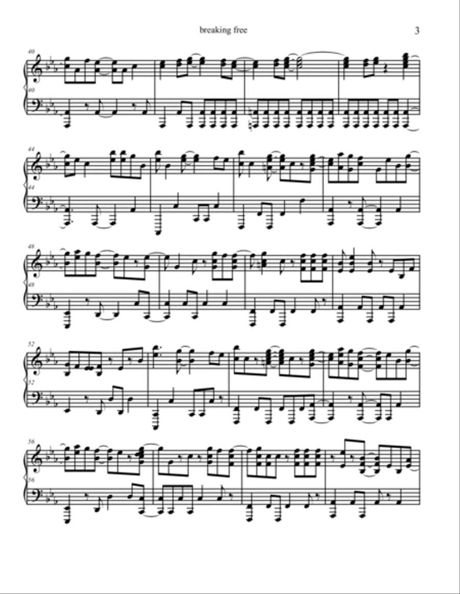 Breaking Free Piano Solo scores gallery preview page 3