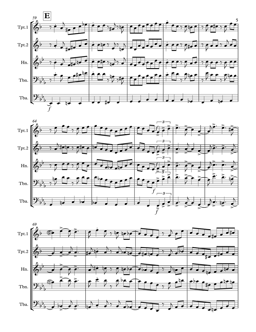 I Heard the Bells on Christmas Day (for Brass Quintet) Brass Quintet scores gallery preview page 6