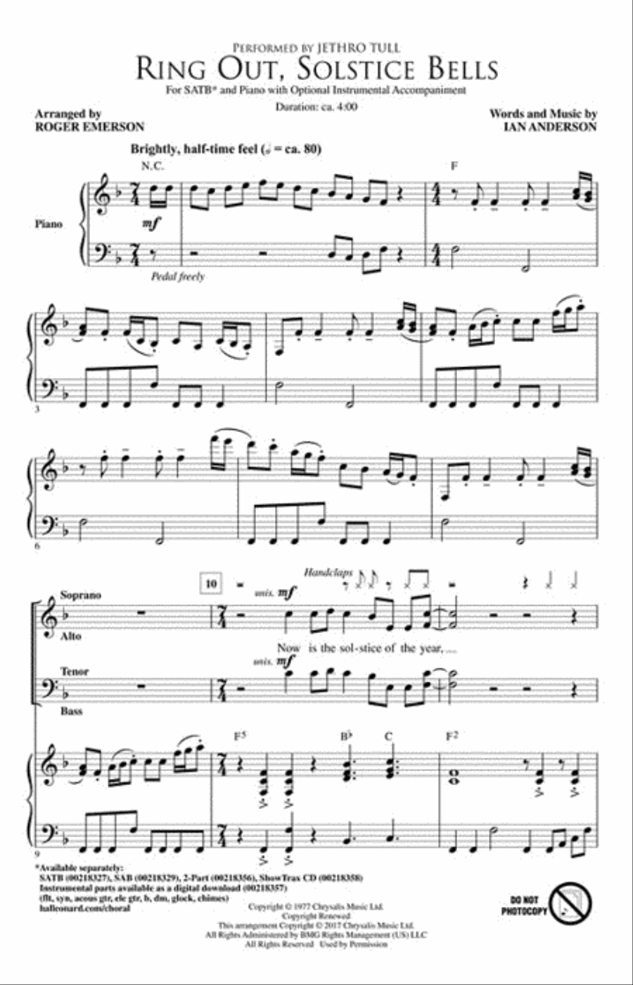 Ring Out, Solstice Bells 4-Part scores gallery preview page 2