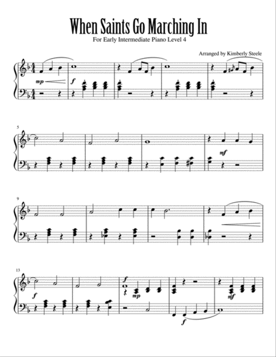 When Saints Go Marching In Piano Solo scores gallery preview page 1