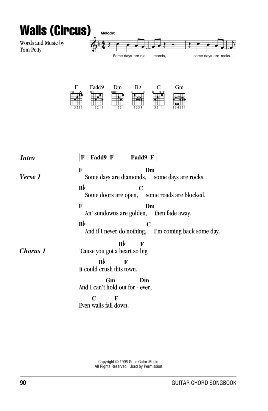 Walls (Circus) Acoustic Guitar scores gallery preview page 1