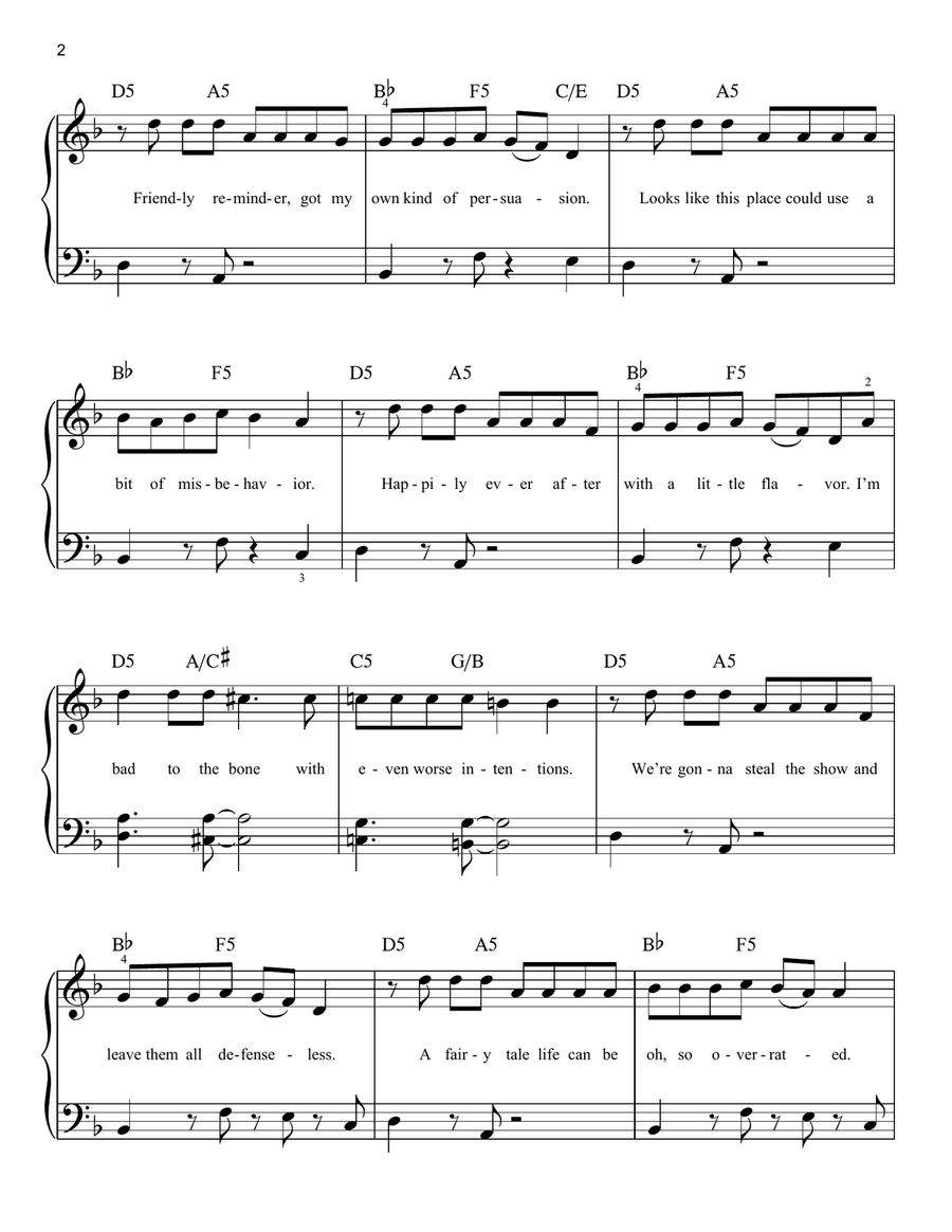 Ways to Be Wicked (from Disney's Descendants 2) Easy Piano scores gallery preview page 2