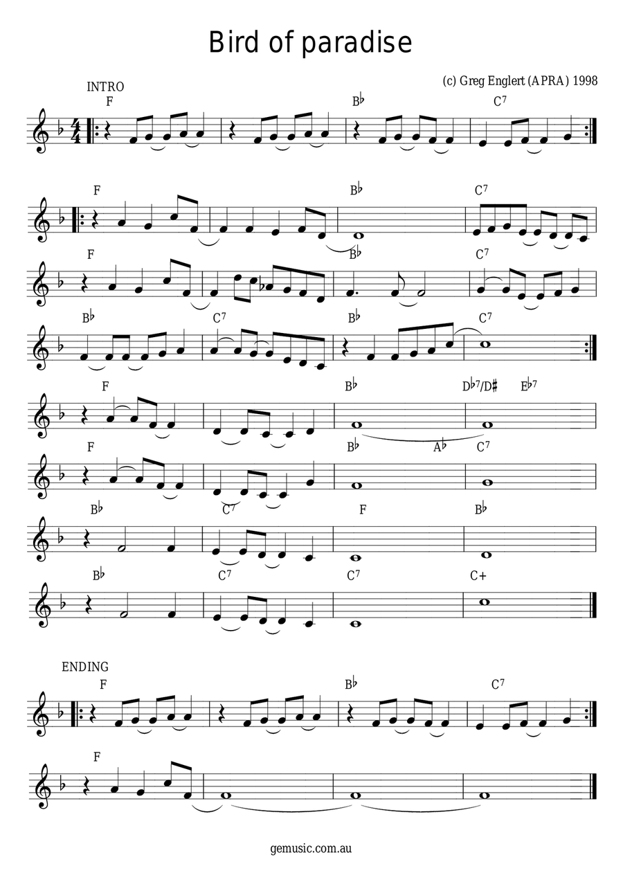 Bird of Paradise Bird of Paradise Piano, Vocal scores gallery preview page 1