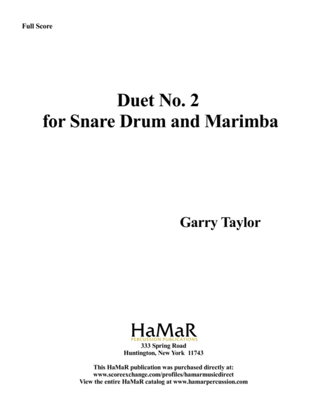 Duet No. 2 for Snare Drum & Marimba