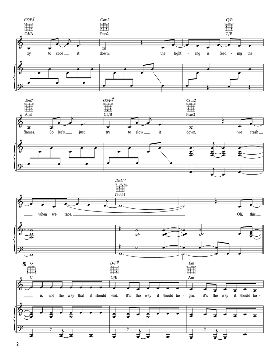 Begin Again Piano, Vocal, Guitar scores gallery preview page 2