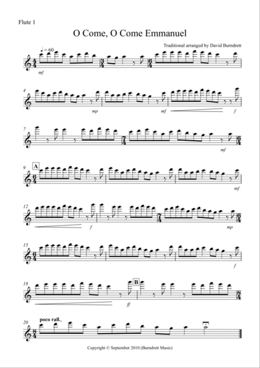 O Come, O Come Emmanuel for Flute Quartet Flute Quartet scores gallery preview page 5