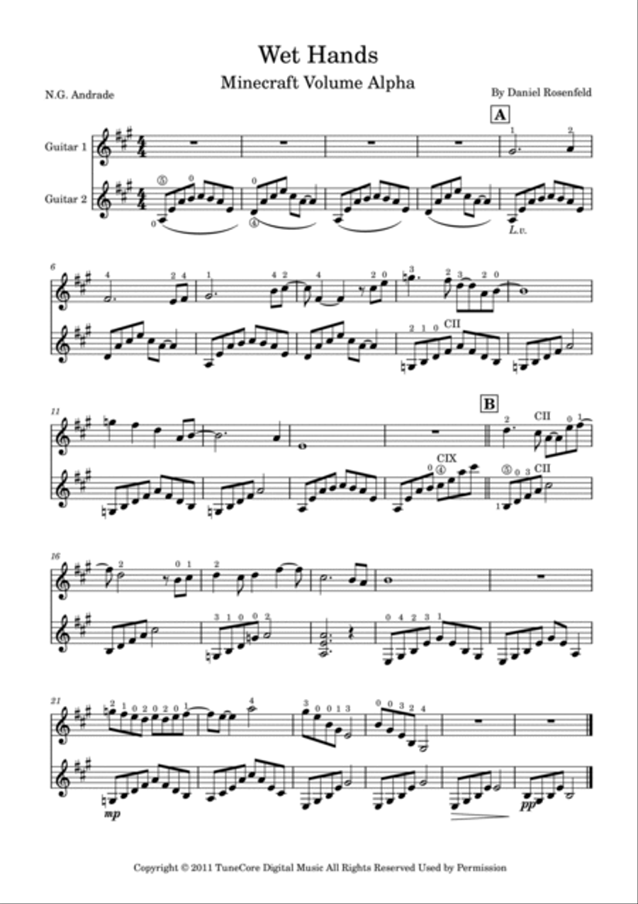 Wet Hands Acoustic Guitar scores gallery preview page 2