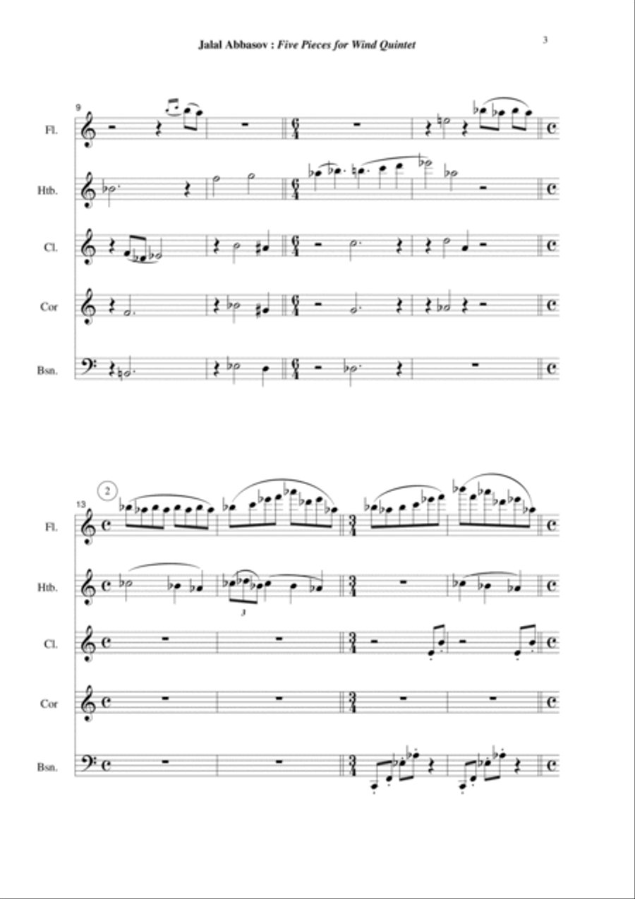 Five Pieces for Wind Quintet Woodwind Quintet scores gallery preview page 3