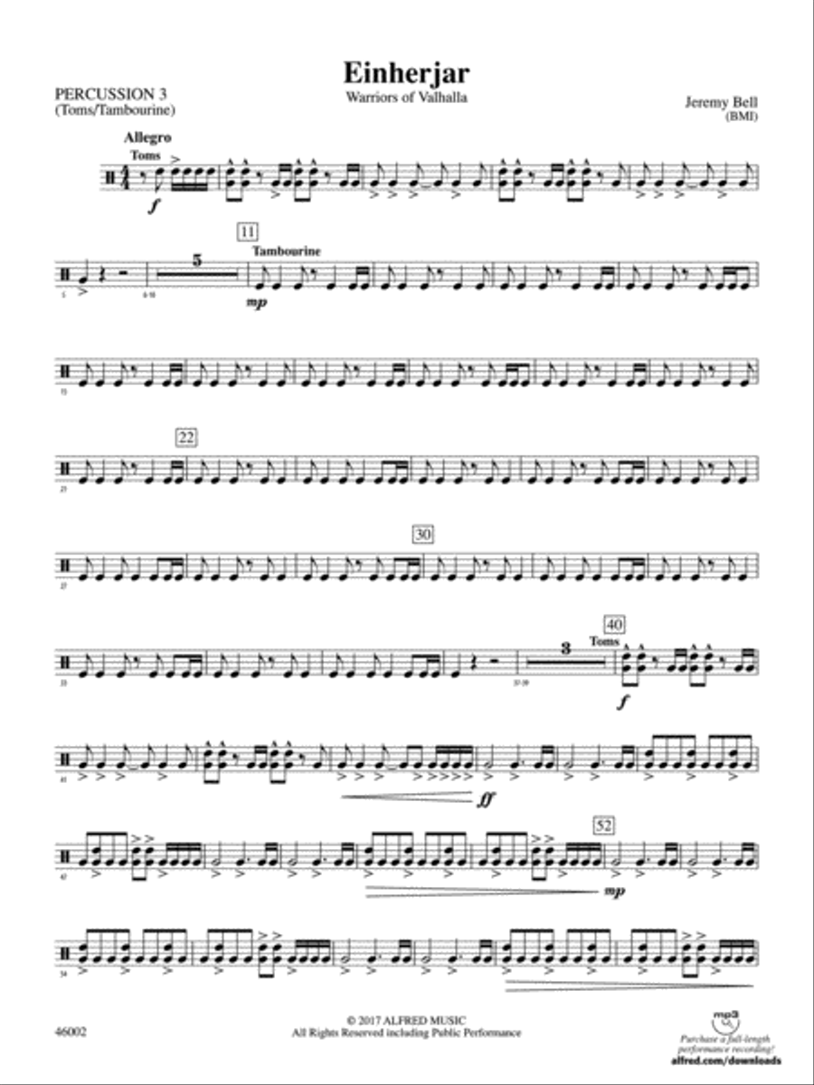 Einherjar: 3rd Percussion Concert Band scores gallery preview page 1