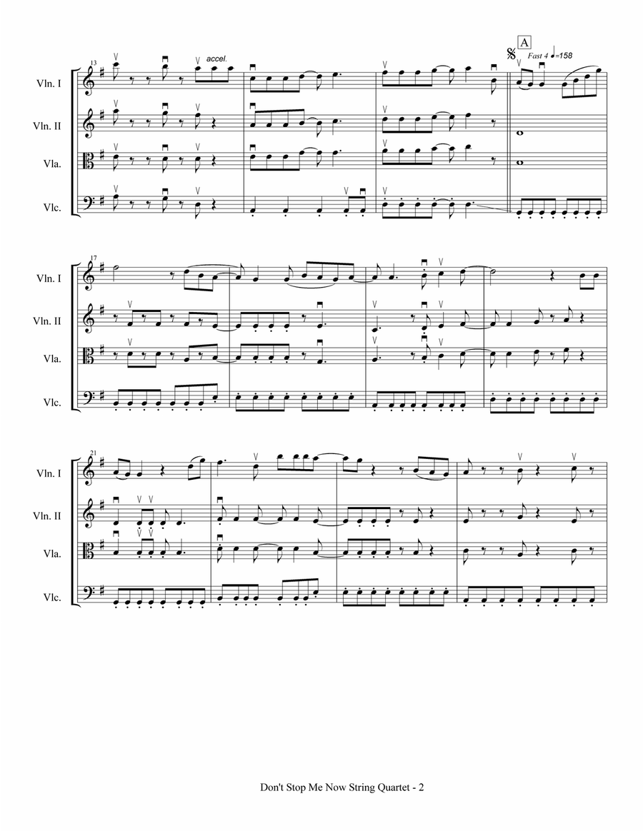 Don't Stop Me Now String Quartet scores gallery preview page 3
