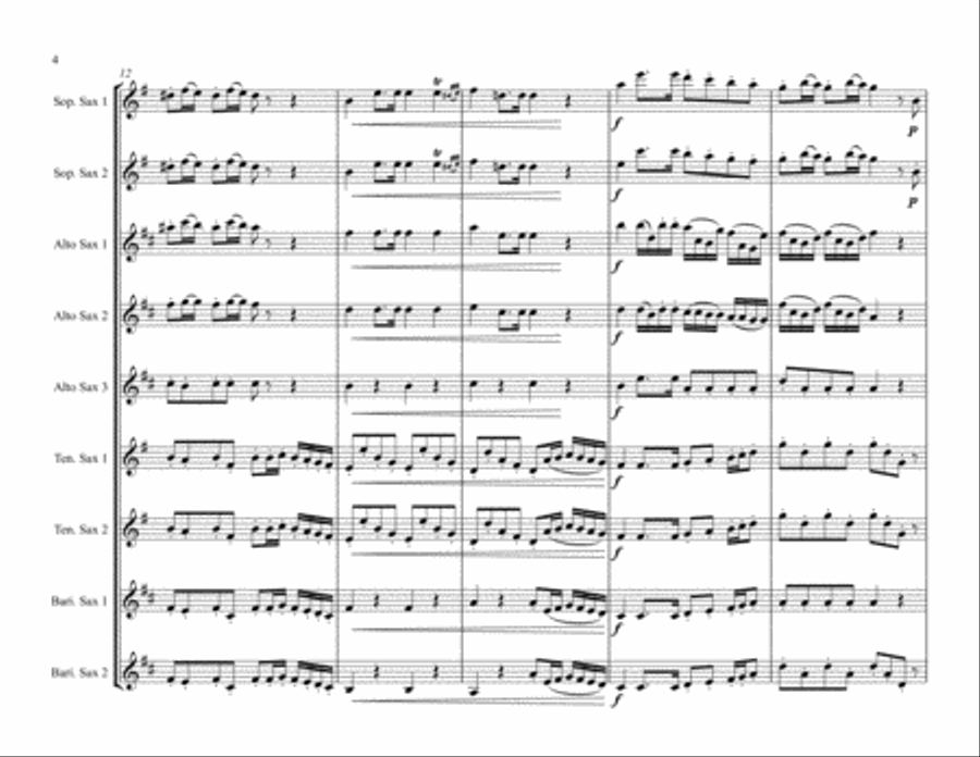 Serenade for Wind Instruments, Op. 44 for Saxophone Ensemble Woodwind Quartet scores gallery preview page 4