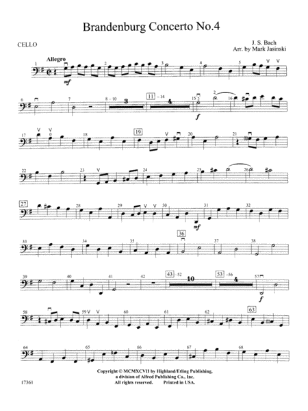 Brandenburg Concerto No. 4 (3rd Movement): Cello