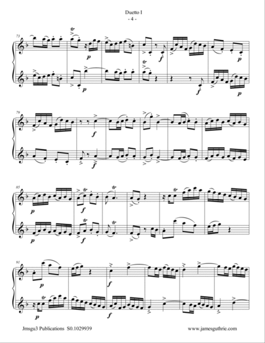 Quantz: Duetto Op. 2 No. 1 for Tenor Sax Duo Woodwind Duet scores gallery preview page 4