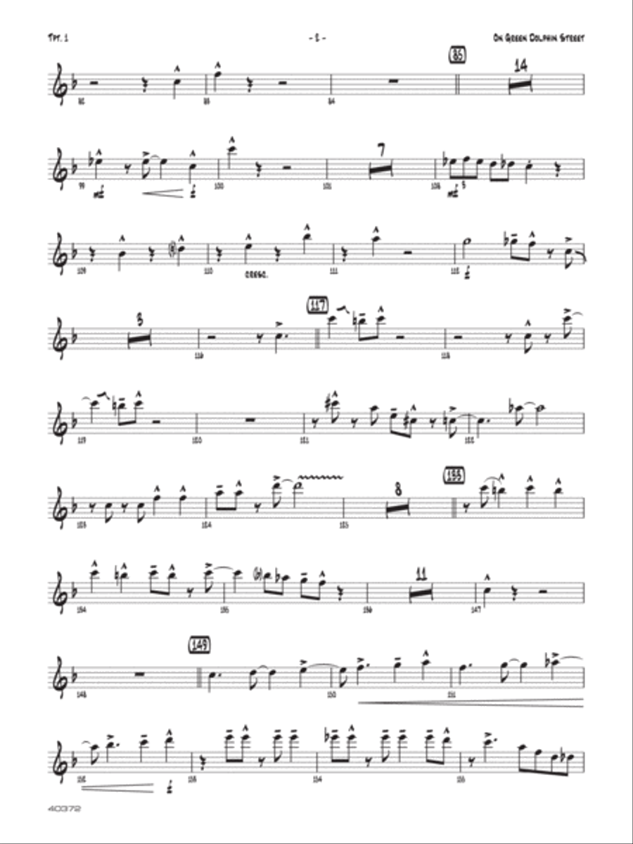 On Green Dolphin Street: 1st B-flat Trumpet Jazz Ensemble scores gallery preview page 2