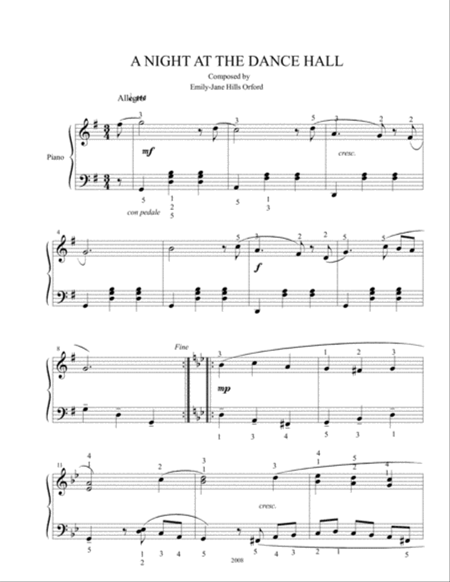 A Night At the Dance Hall Piano Solo scores gallery preview page 1
