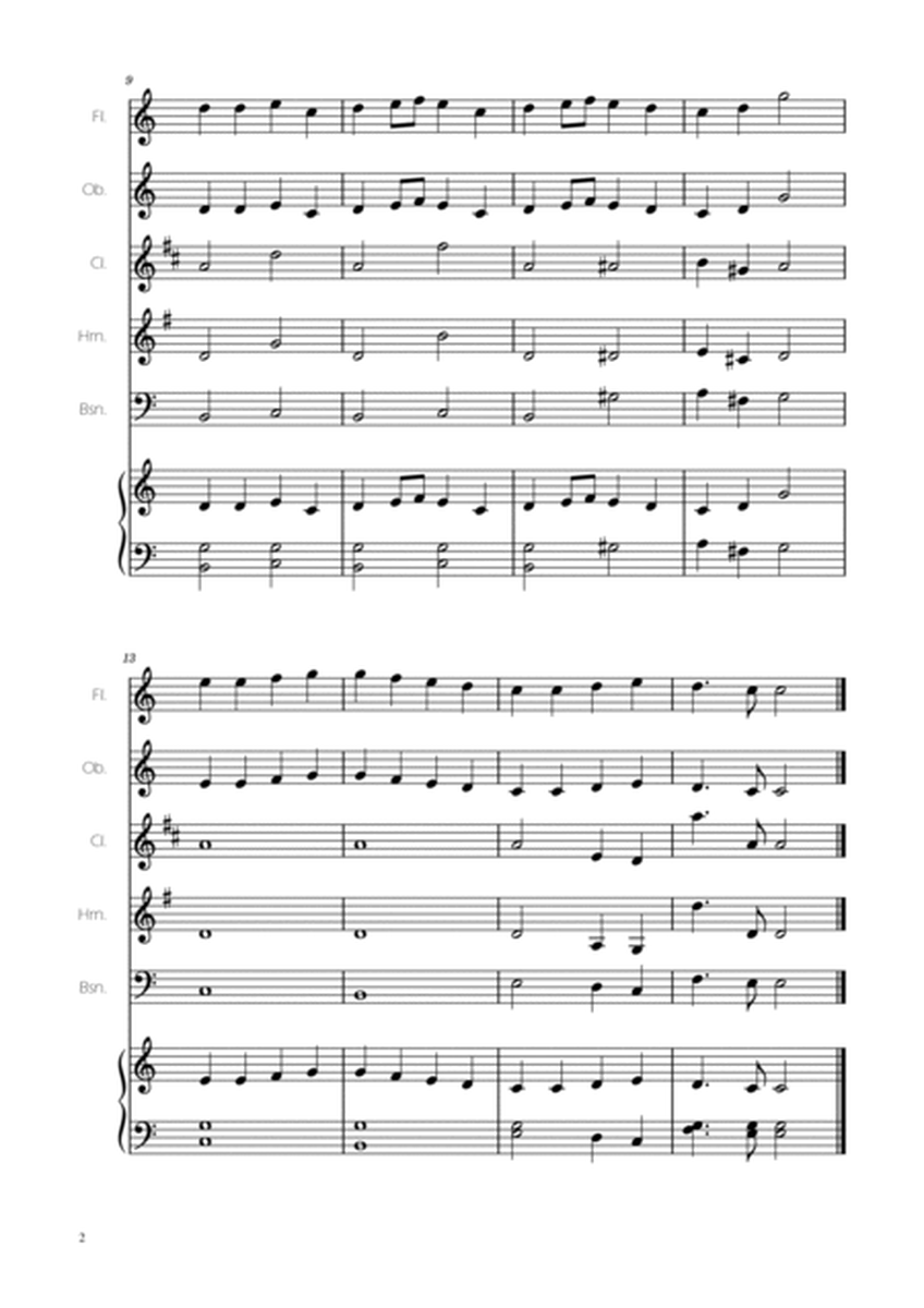 Ode To Joy - Easy Woodwind Quintet w/ piano accompaniment image number null