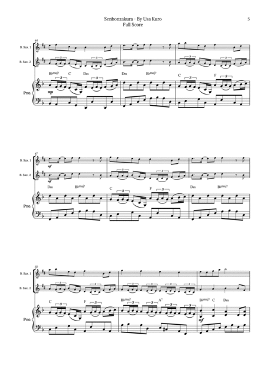 Senbonzakura Woodwind Duet scores gallery preview page 5