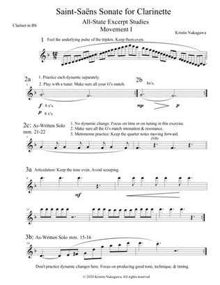 Book cover for Saint-Saens Clarinet Sonata Mvt I Studies