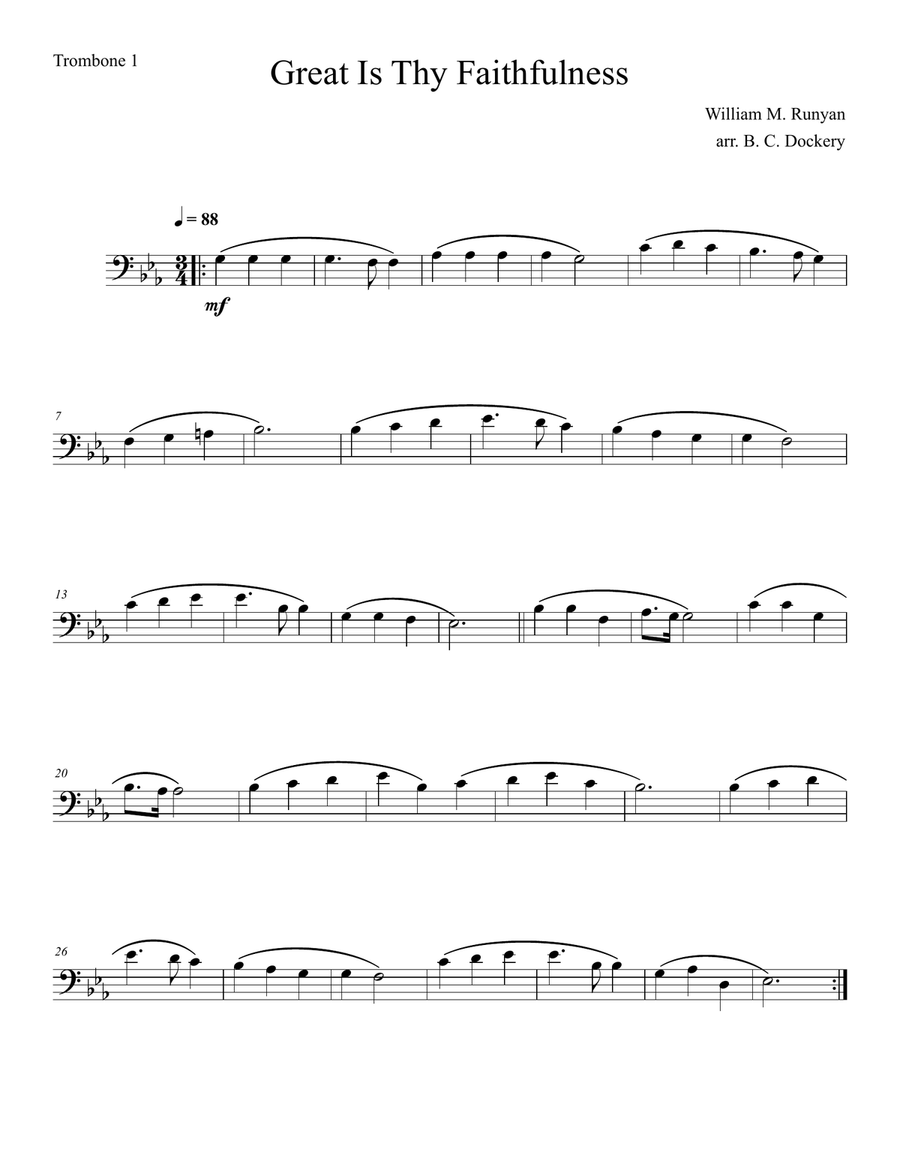 Great Is Thy Faithfulness Trombone Duet scores gallery preview page 4