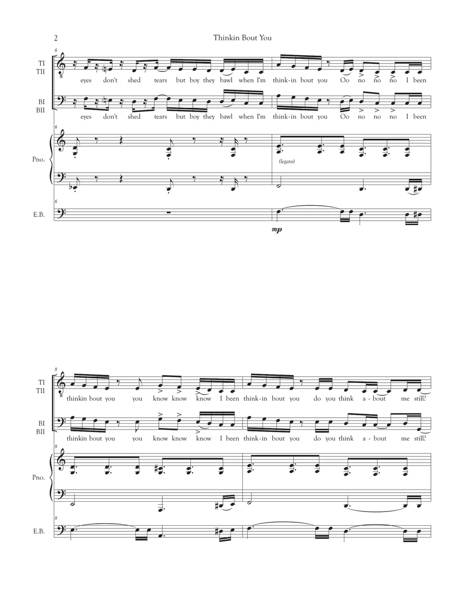 Thinkin' 'bout You TTBB scores gallery preview page 2