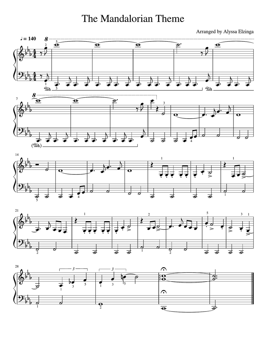 The Mandalorian Easy Piano scores gallery preview page 1