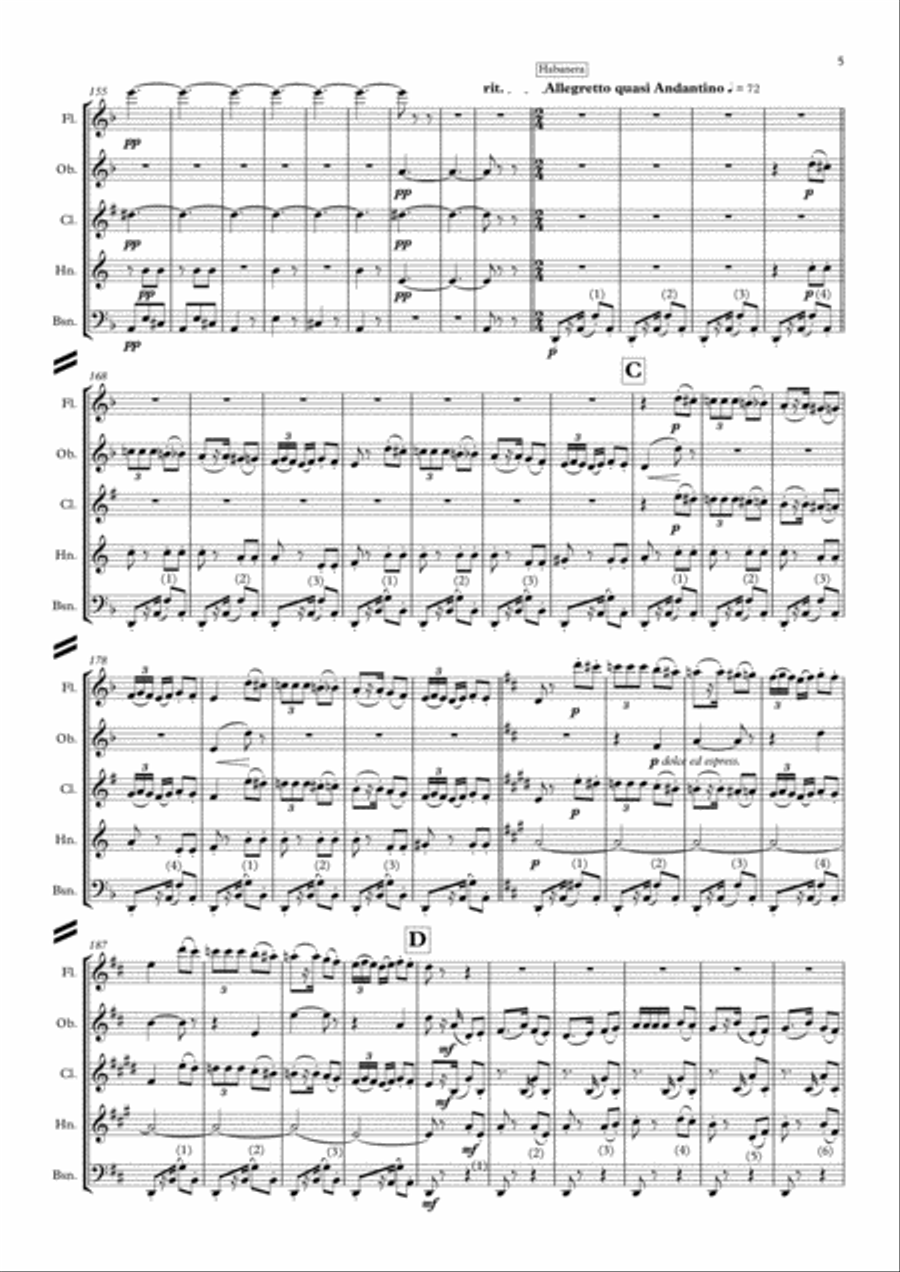 Bizet: A Carmen Medley - wind quintet Woodwind Quintet scores gallery preview page 6
