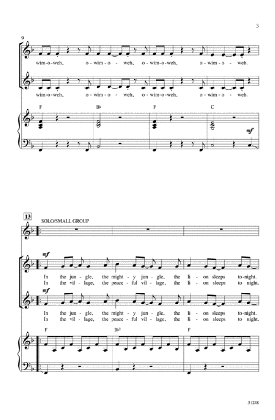 The Lion Sleeps Tonight The Lion Sleeps Tonight 2-Part scores gallery preview page 3