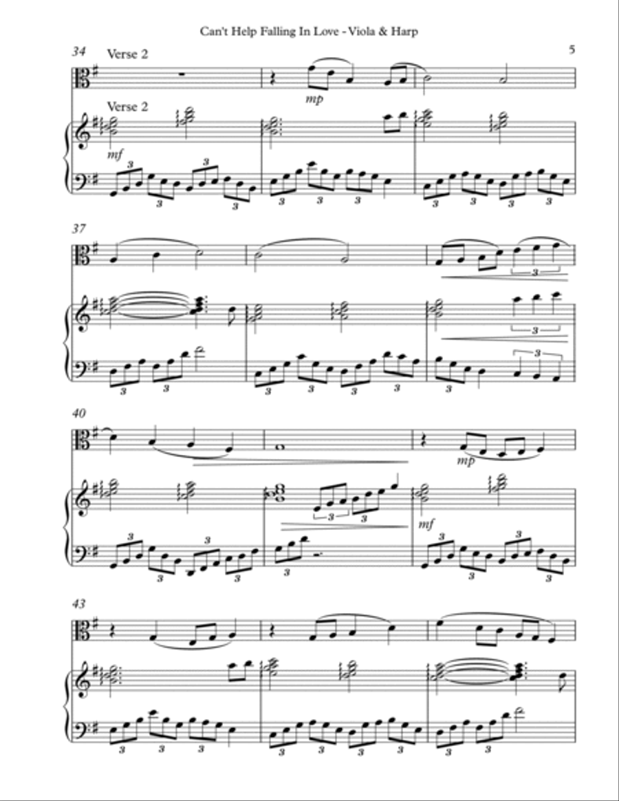 Can't Help Falling In Love String Duet scores gallery preview page 5