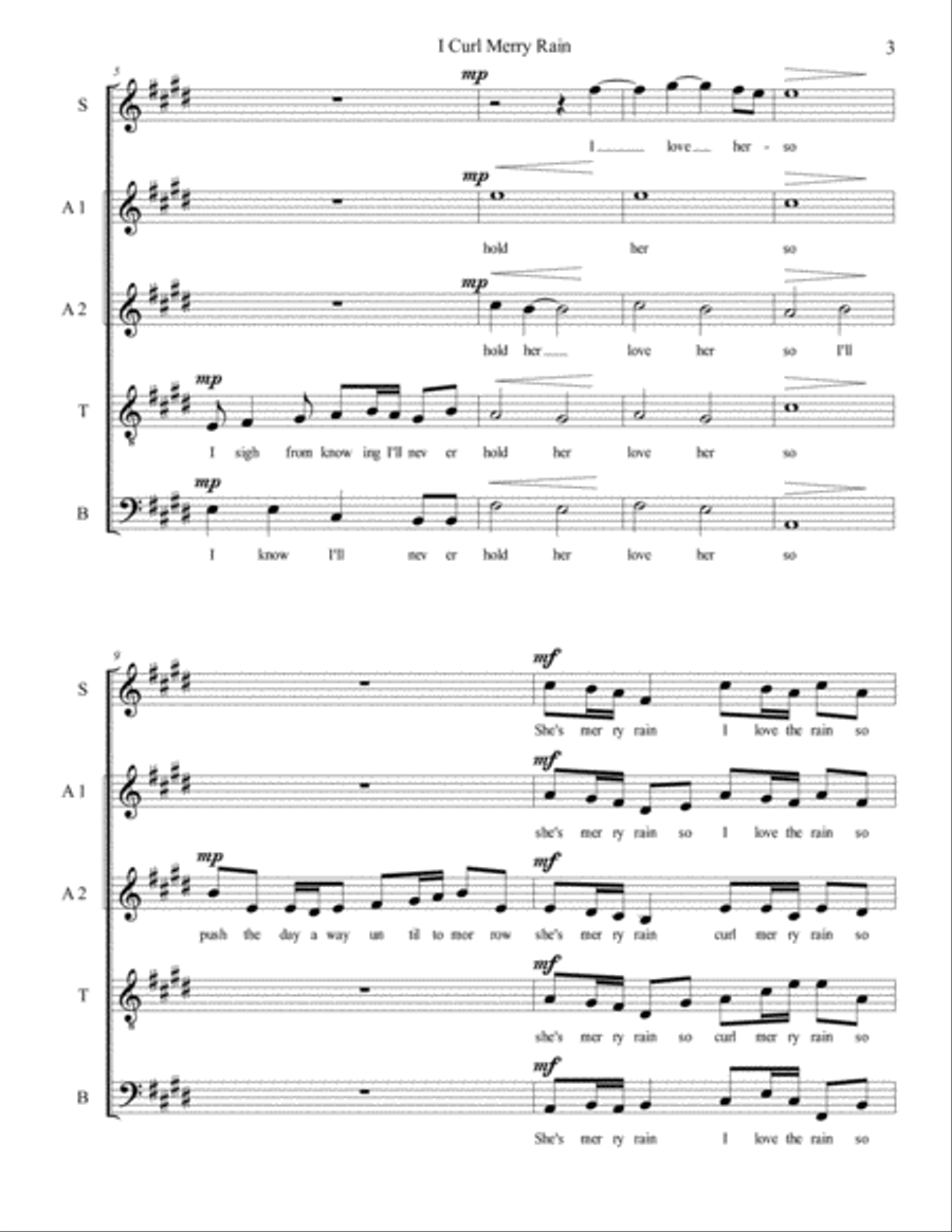 I Curl Merry Rain I Curl Merry Rain Choir scores gallery preview page 3