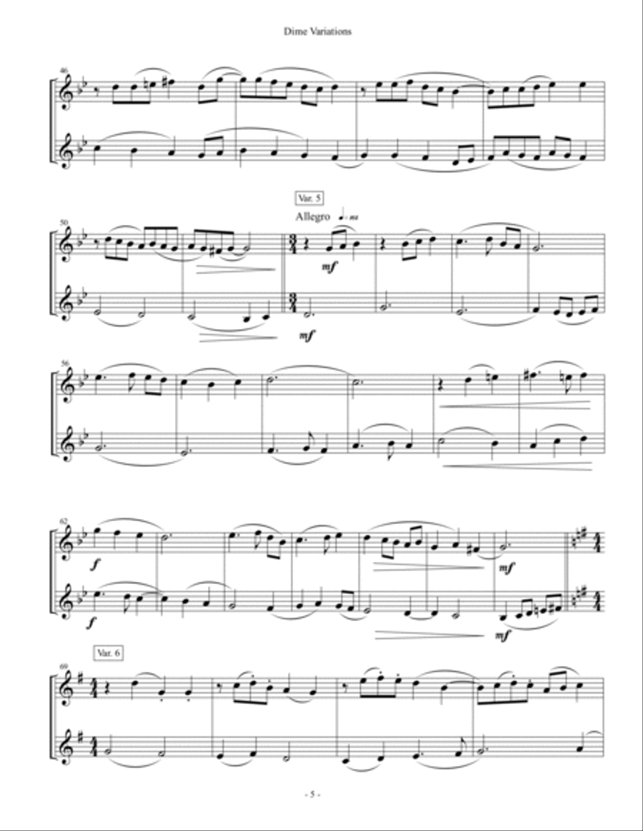 Dime Variations - Clarinet Duet Clarinet Duet scores gallery preview page 5
