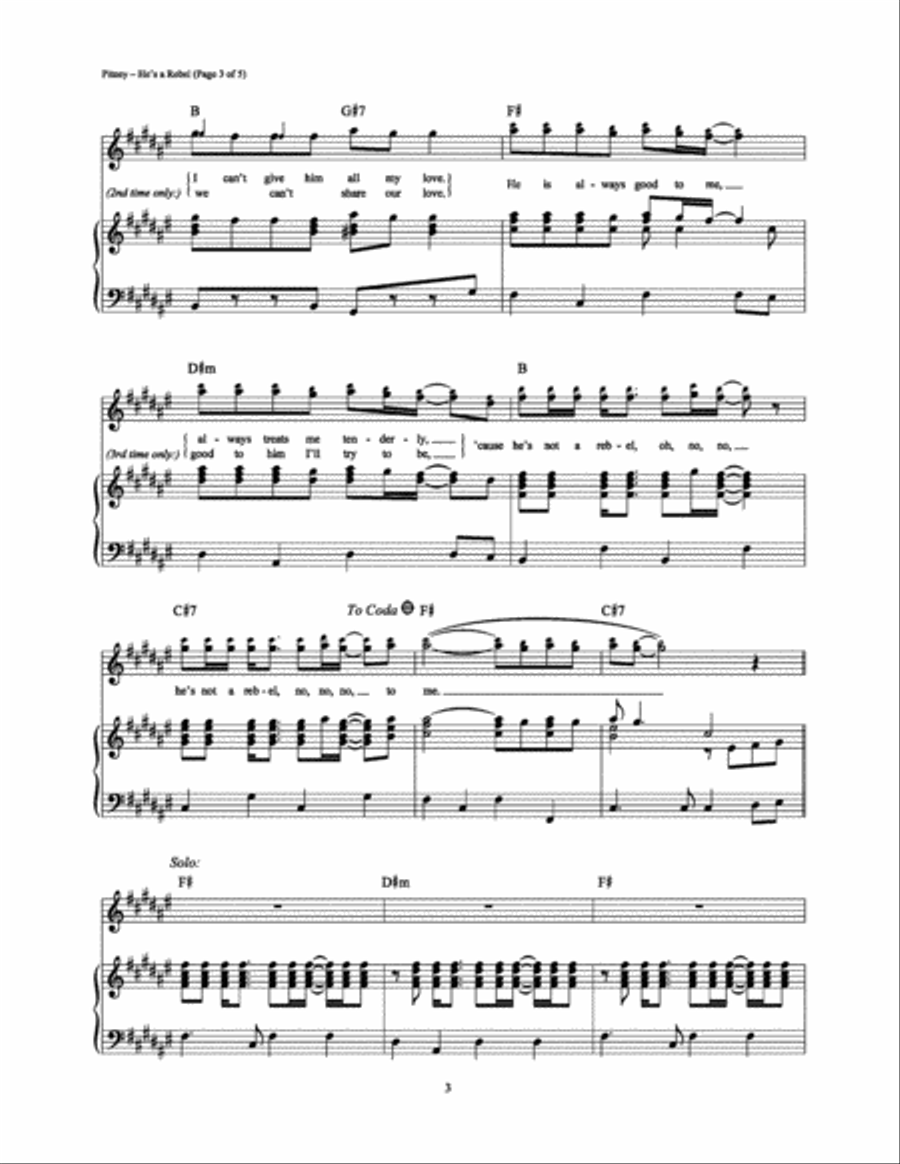 He's a Rebel Piano, Vocal, Guitar scores gallery preview page 3