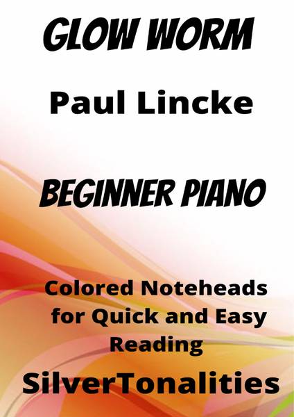 Glow Worm Beginner Piano Sheet Music with Colored Notation