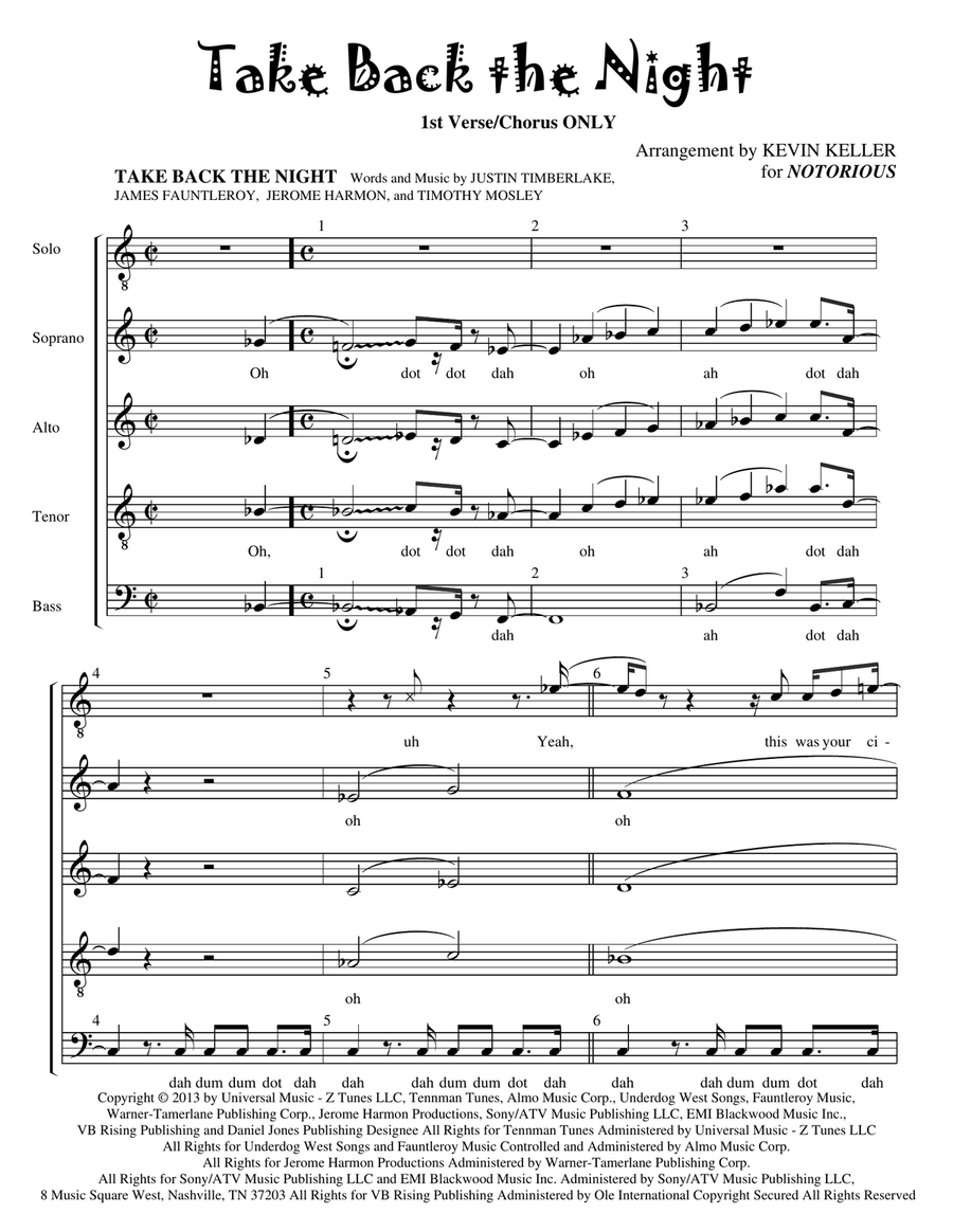 Take Back The Night Divisi scores gallery preview page 1