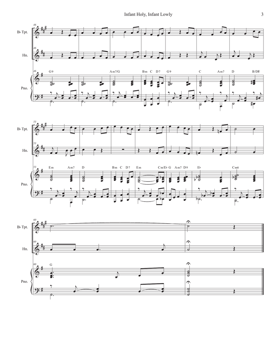 Infant Holy, Infant Lowly (Duet for Bb-Trumpet and French Horn) Brass Duet scores gallery preview page 3