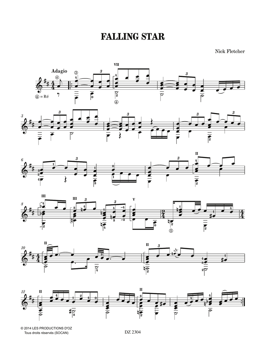 Falling Star Classical Guitar - Digital Sheet Music page 2