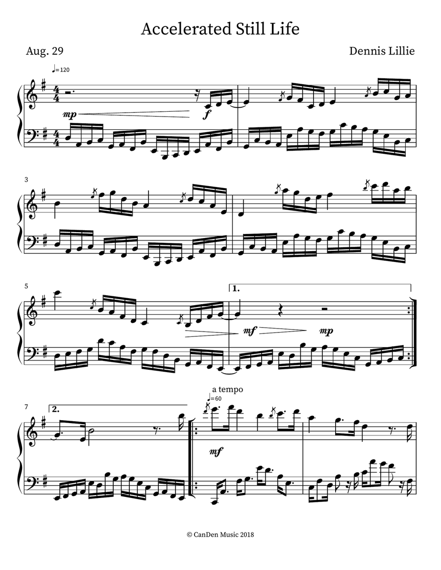 Accelerated Still Life Accelerated Still Life Piano scores gallery preview page 1