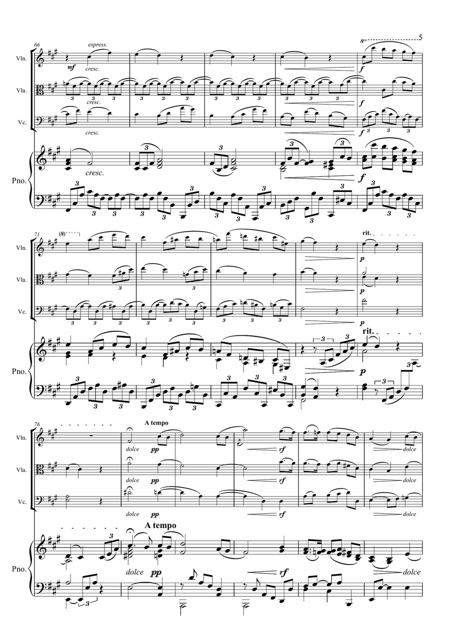 Brahms - Intermezzo Op.118 No.2 - Piano Quartet - Violin Viola Cello Piano Piano Quartet scores gallery preview page 5
