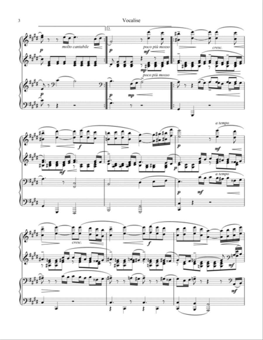 Vocalise Op. 34 for piano à quatre mains for 1 piano, 4 hands (orchestra version) 1 Piano, 4-Hands scores gallery preview page 4