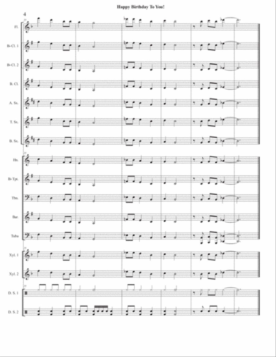 Happy Birthday To You! (Young Concert Band) Concert Band scores gallery preview page 4