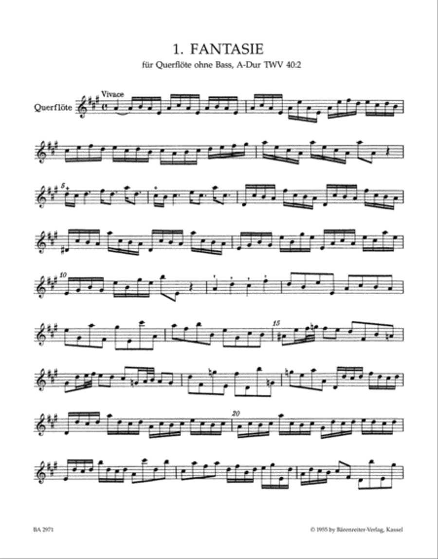 Twelve Fantasias for Flute without Bass TWV 40:2-13