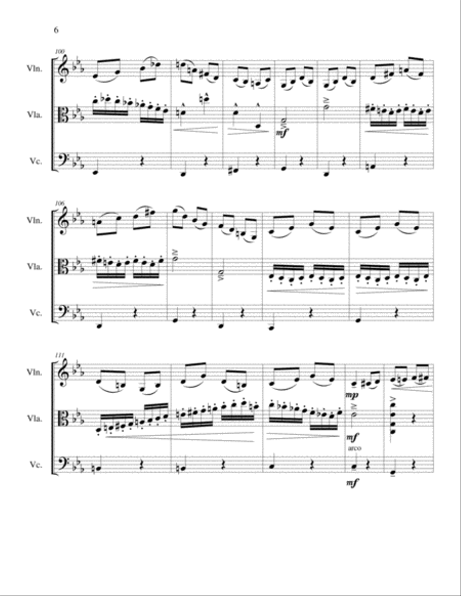 String Trio No 1 in C minor, Op 3 Mvmt 4 String Trio scores gallery preview page 6