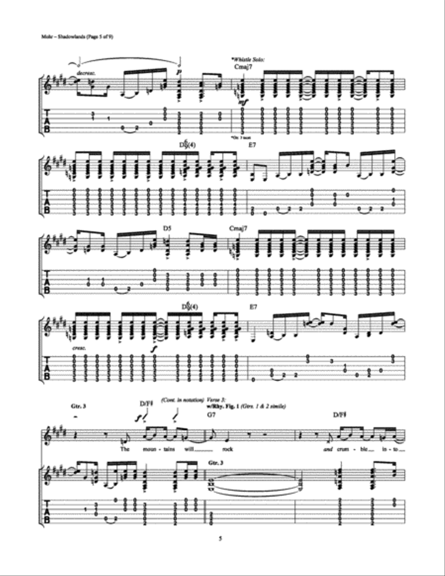 Shadowlands Shadowlands Electric Guitar scores gallery preview page 5