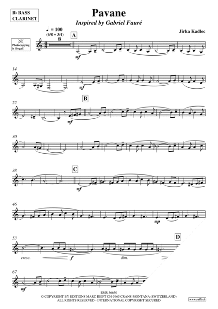 Pavane Bass Clarinet scores gallery preview page 3