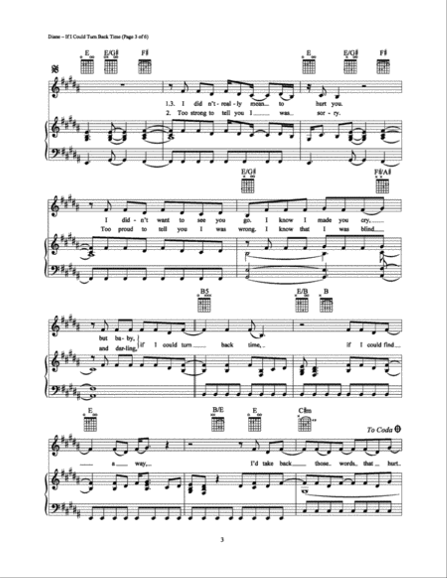 If I Could Turn Back Time Piano, Vocal, Guitar scores gallery preview page 3