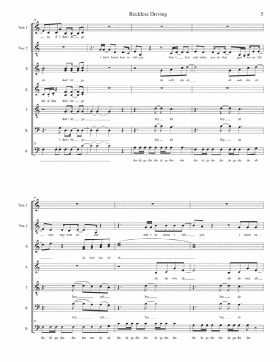 Reckless Driving Feat. Ben Kessler 4-Part scores gallery preview page 5