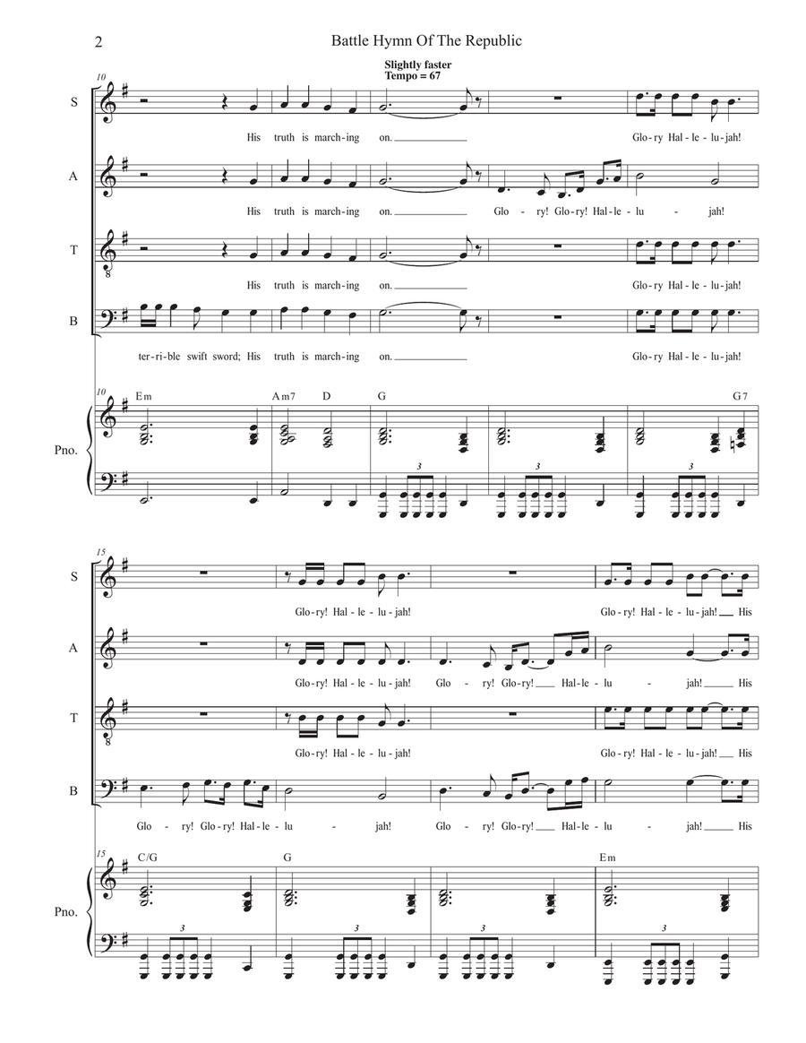 The Battle Hymn of the Republic (Vocal Quartet - (SATB) The Battle Hymn of the Republic (Vocal Quartet - (SATB) 4-Part scores gallery preview page 3
