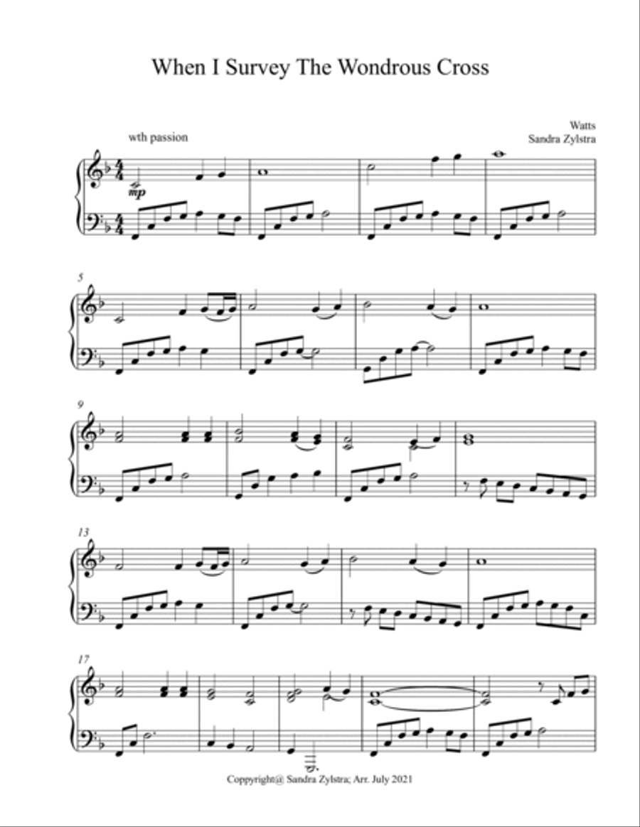 When I Survey The Wondrous Cross (late intermediate piano solo) Piano Solo scores gallery preview page 2