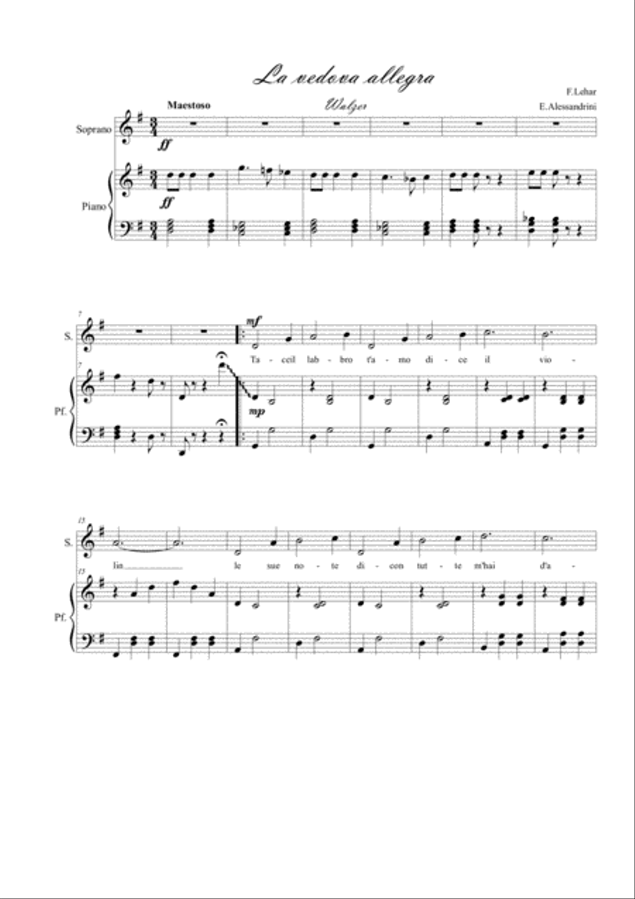 Merry Widow (theme from the waltz). Voice and piano Voice Solo scores gallery preview page 2