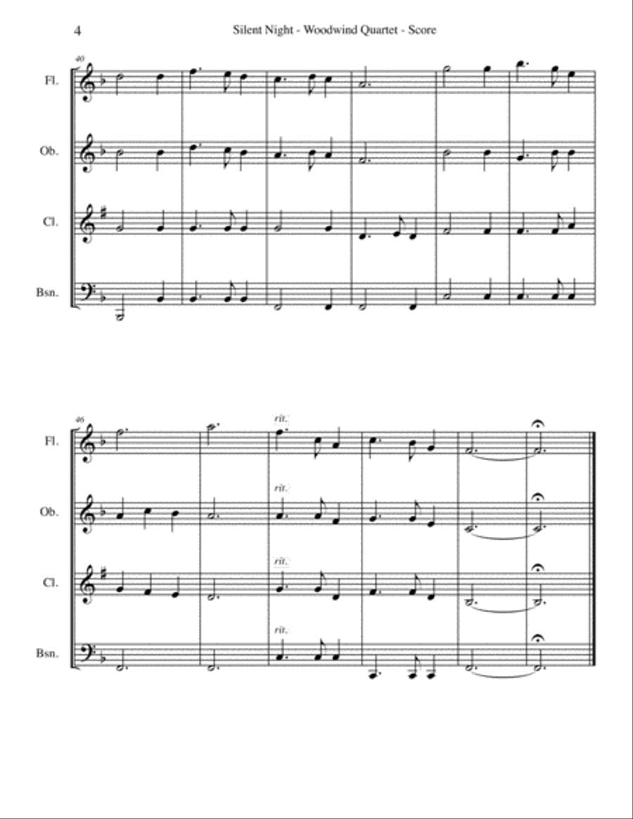Silent Night for Woodwind Quartet image number null