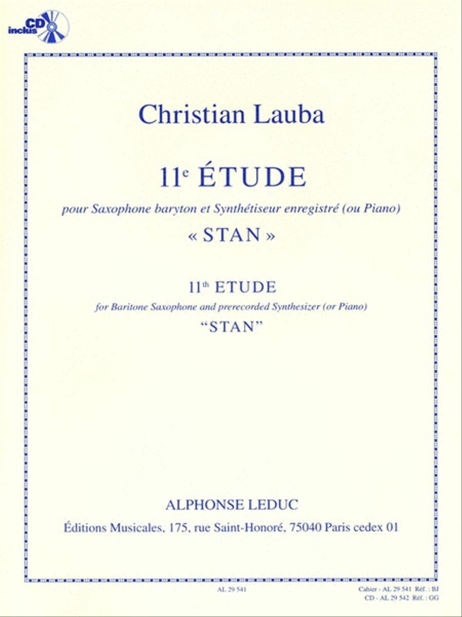 Study No. 11, Stan, For Baritone Saxophone And Prerecorded Synthe Baritone Saxophone scores gallery preview page 1